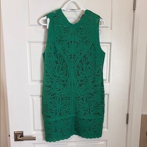 Mango Emerald Green Crochet Shift Dress